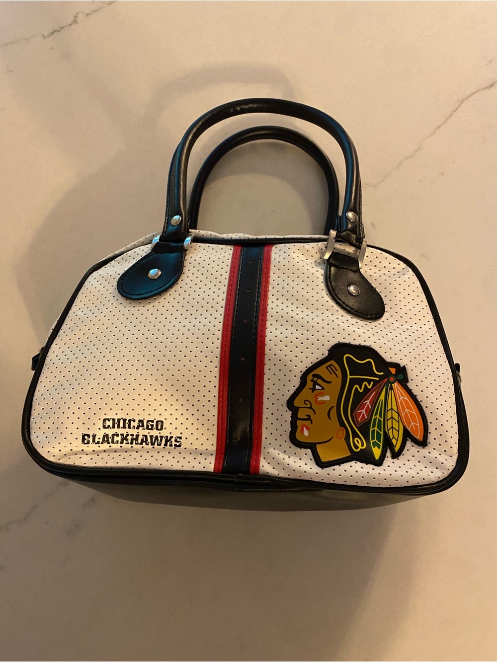 Little Earth Perf-ect Bowler NHL Chicago Blackhawks Black White Purse Team Gear
